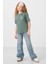 Açık Yeşil Pamuklu O Yaka Oversize Fit Baskılı Kız Çocuk T-Shirt - 75178 1