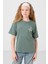 Açık Yeşil Pamuklu O Yaka Oversize Fit Baskılı Kız Çocuk T-Shirt - 75178 2