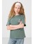 Açık Yeşil Pamuklu O Yaka Oversize Fit Baskılı Kız Çocuk T-Shirt - 75178 5