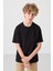 Siyah-Koyu Bej Pamuklu Oversize Fit Dokuma Hafif Esnek Chino Erkek Çocuk Şort Takım - 11279 2
