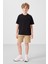 Siyah-Koyu Bej Pamuklu Oversize Fit Dokuma Hafif Esnek Chino Erkek Çocuk Şort Takım - 11279 5