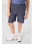 Koyu Mavi-Kot Lacivert Pamuklu Oversize Fit Dokuma Hafif Esnek Chino Erkek Çocuk Şort Takım - 11279 1