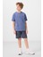Koyu Mavi-Kot Lacivert Pamuklu Oversize Fit Dokuma Hafif Esnek Chino Erkek Çocuk Şort Takım - 11279 5