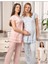 5816 Pembe Vual Penye Hamile Lohusa 3 Lü Pijama Sabahlık Tk 4