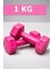 1 kg x 2 Adet Dambıl Seti Köşeli Plastik 1 Kiloluk Dumbell Ağırlık Seti Pembe 5