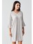 Düğmeli Uzun Kollu Kısa Esnek Viskoz Hamile Gecelik 16107 4