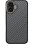 iPhone 16 Kılıf M-Safe Şarj Özellikli Karbon Fiber Görünümlü Gkm Antina Kapak - Siyah-Yeşil 2