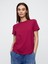 Kadın Bordo Yuvarlak Yaka Basic T-Shirt 1