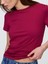 Kadın Bordo Yuvarlak Yaka Basic T-Shirt 3