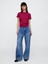 Kadın Bordo Yuvarlak Yaka Basic T-Shirt 4