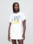 Kadın Beyaz Relaxed Grafik T-Shirt 1