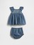 Bebek Koyu Mavi Fırfırlı Işlemeli Outfit Set 1
