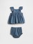 Bebek Koyu Mavi Fırfırlı Işlemeli Outfit Set 3