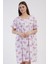 Kadın Büyük Beden Kısa Kol Pembe Gecelik %100 PAMUK C4T8N7O161 1