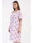 Kadın Büyük Beden Kısa Kol Pembe Gecelik %100 PAMUK C4T8N7O161 2