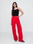 Kadın Kırmızı Keten Karışımlı Easy Wide Leg Pantolon 2