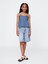 Kız Çocuk Mavi Denim Askılı Peplum Bluz 4