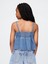 Kız Çocuk Mavi Denim Askılı Peplum Bluz 5