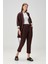Belted Keten Pantolon Bordo 1