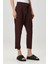 Belted Keten Pantolon Bordo 2