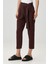 Belted Keten Pantolon Bordo 3