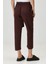 Belted Keten Pantolon Bordo 4
