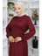 Büzgülü Elbise 5110-09 Bordo 3