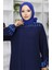 Kolu Lastikli Desenli Elbise 0084-01 Lacivert 4