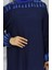 Kolu Lastikli Desenli Elbise 0084-01 Lacivert 5