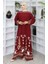 Kolu Lastikli Desenli Elbise 0084-04 Bordo 2