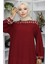 Kolu Lastikli Desenli Elbise 0084-04 Bordo 3