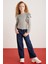 PAREL-GRM24018 %34 Polyester %28VISCON %33PAMUK %5elastne Kız Çocuk Uzun Kollu Bluz Gri Bluz 1