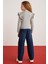 PAREL-GRM24018 %34 Polyester %28VISCON %33PAMUK %5elastne Kız Çocuk Uzun Kollu Bluz Gri Bluz 4