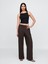 Kadın Kahverengi Keten Karışımlı Easy Wide Leg Pantolon 2