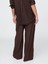 Kadın Kahverengi Keten Karışımlı Easy Wide Leg Pantolon 3