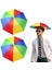 Güneş Koruyucu Başa Takılan Gökkuşağı Renkli Şemsiye 4