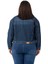 Büyük Beden Göğüsten Çift Cepli Kısa Lacivert Denim Ceket 3