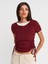 31816 Çift Katlı Büzgülü T-Shirt-Açık Bordo 1