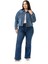 Büyük Beden Göğüsten Çift Cepli Kısa Mavi Denim Ceket 4