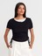 31816 Çift Katlı Büzgülü T-Shirt-Siyah 1