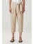 Belted Keten Pantolon Bej 2
