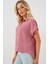 Oversize Kısa Kol Gömlek 20322 - Pembe 3