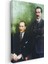 Atatürk ve İnönü - Yeşil Fonlu Tarihi Portre Kanvas Tablo 3