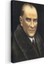 Kürk Yakalı Atatürk - Siyah Fonda Portre Kanvas Tablo 3
