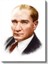 Sanatsal Atatürk - Beyaz Fonda Kırmızı Detaylı Kanvas Tablo 2
