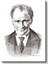 Karakalem Gülümseyen Atatürk - İmzalı Portre Kanvas Tablo 2