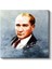 İmzalı Atatürk - Mavi Fonda Portre Kanvas Tablo 2
