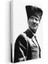 Kalpaklı Atatürk - Beyaz Fonda Portre Kanvas Tablo 3