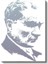 Modern Çizgi Atatürk - Mavi Beyaz Grafik Kanvas Tablo 2
