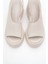 Roy Ekru Cilt Hakiki Deri Kadın Dolgu Topuklu Sandalet 2